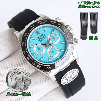 C Factory ROLEX Daytona  Black Rubber Straps for Rolex Blue Dial Replica Watch